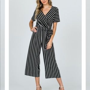 Black Pinstriped Jumpsuit